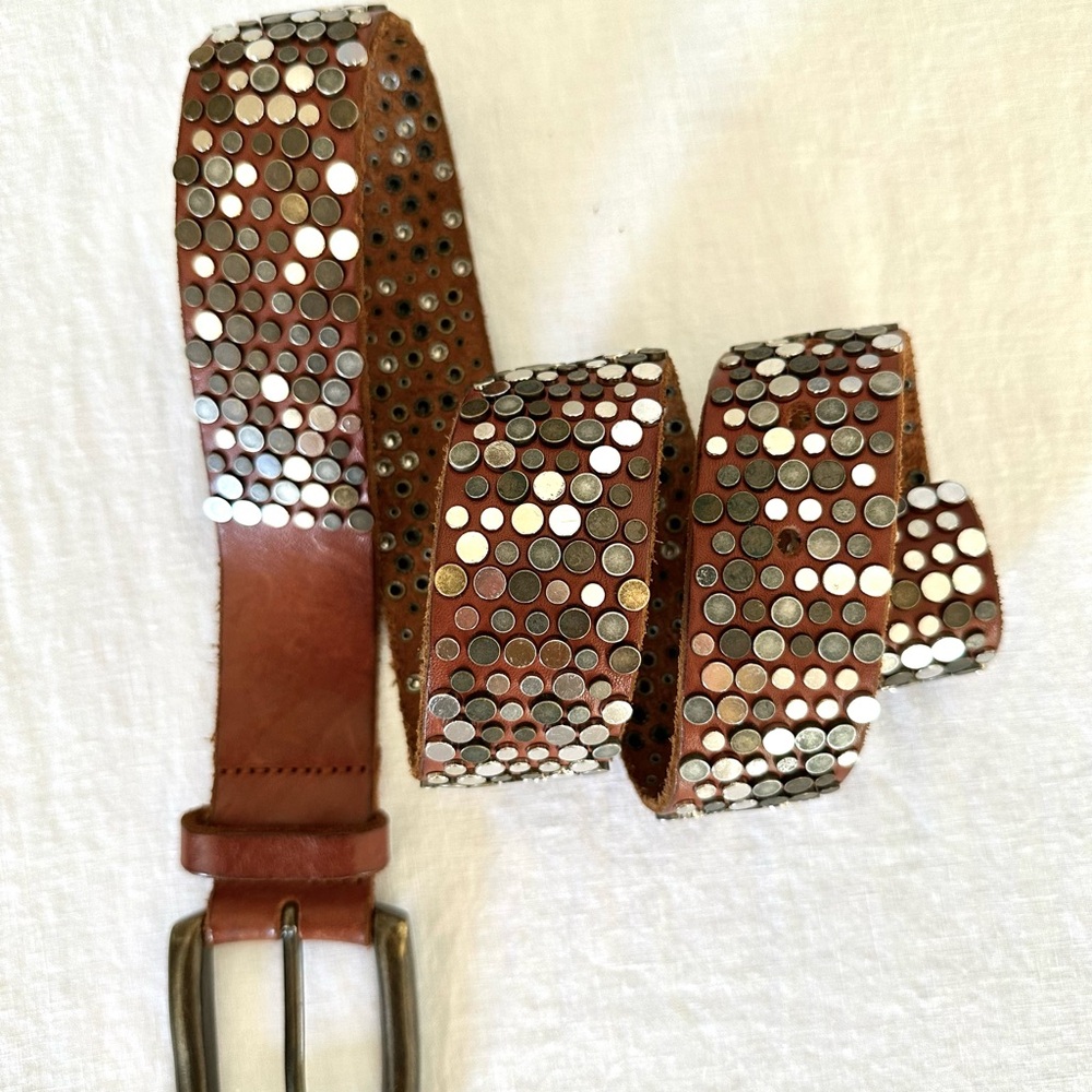 Zadig & Voltaire Brown Leather Studded Belt